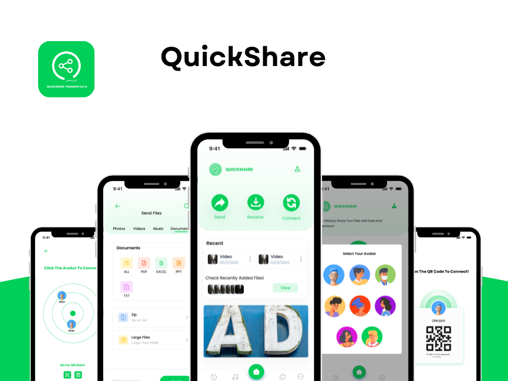 QuickShare screens